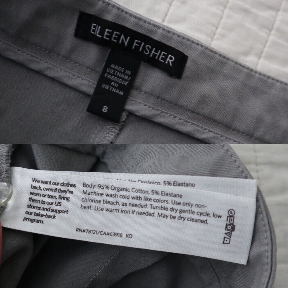 Eileen Fisher Size 8 Organic Cotton Cropped Pants Stretch Zinc Gray Flat Front - Picture 4 of 10